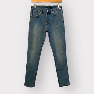 &Denim Button Fly Skinny Coupe Denim Pants sz 30 Blue Jeans High Rise Slim Fit